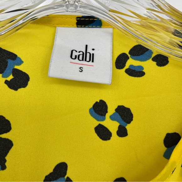 Cabi Sunny Set Blouse Tank Yellow Animal Print Cheetah Wrap Tie Size Small 5596 - Picture 4 of 7